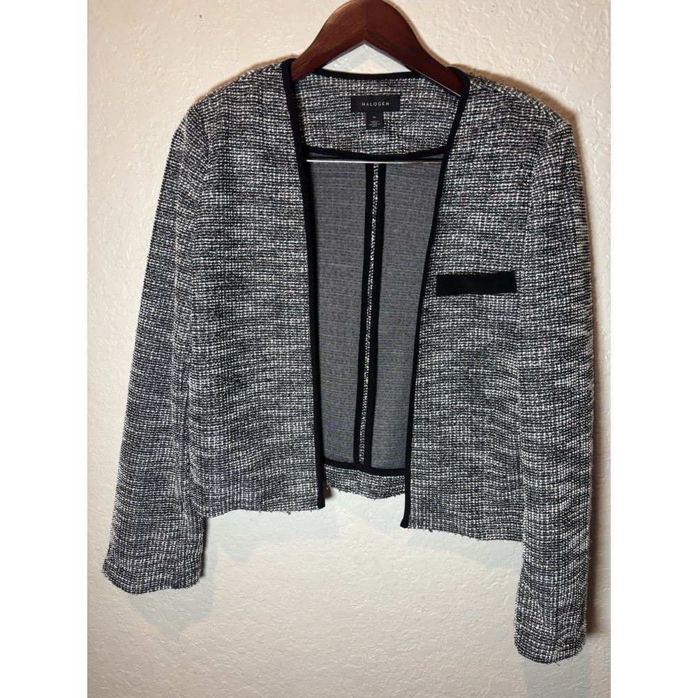 Halogen Black & White Tweed Women's Jacket/Skirt Set W/ Undershirt, Size M